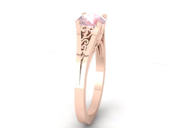 Morganite Engagement Ring Wedding Ring 14K Rose Gold Unique Bridal Ring Filigree Design Fine Jewelry Chrsitmas Gift Edwardian Etsy- V1155