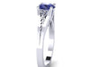 Blue Sapphire Engagement Ring Wedding Ring 14K White Gold Unique Bridal Ring Filigree Design Fine Jewelry Chrsitmas Gift Edwardian - V1155