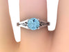 Aquamarine Engagement Ring Wedding Ring 14K White Gold Unique Bridal Ring Filigree Design Fine Jewelry Chrsitmas April Birthstone - V1155