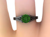 Black Gold Engagement Ring Emerald Wedding Ring 14k Unique Bridal Ring Filigree Design Fine Jewelry Chrsitmas Gift Edwardian Green -V1155