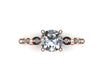 Diamond Moissanite Engagement Ring 14K Rose Gold with 6.5mm Round F1 Moissanite Ctr Bridal Ring Wedding Anniversary Gems - V1024