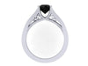 Black Diamond Engagement Ring Wedding Ring 14K White Gold Unique Bridal Ring Filigree Design Fine Jewelry Chrsitmas Gift Edwardian - V1155