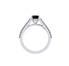 Black Diamond Engagement Ring 14K White Gold Engagement Ring with 5.5mm Round Natural Black Diamond Center Fine Jewelry Statement- V1073