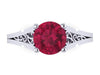 Ruby Engagement Ring Wedding Ring 14K White Gold Unique Bridal Ring Filigree Design Fine Jewelry Chrsitmas Gift Edwardian Holiday Gift-V1155