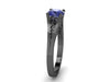 Blue Sapphire Engagement Ring Wedding Ring 14K Black Gold Unique Bridal Ring Filigree Design Fine Jewelry Chrsitmas Gift Edwardian - V1155