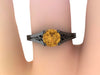Citrine Engagement Ring Wedding Ring 14K Black Gold Unique Bridal Ring Filigree Design Fine Jewelry Chrsitmas Gift Edwardian Rings -V1155
