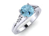 Aquamarine Engagement Ring Wedding Ring 14K White Gold Unique Bridal Ring Filigree Design Fine Jewelry Chrsitmas April Birthstone - V1155