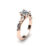 Diamond Moissanite Engagement Ring 14K Rose Gold with 6.5mm Round F1 Moissanite Ctr Bridal Ring Wedding Anniversary Gems - V1024
