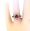 Ruby Engagement Ring Diamond Wedding Ring Heart Shaped Red Ruby Ring 14K Yellow Gold with 8x8mm Red Ruby Center Valentine's Gifts - V1083