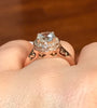 Edwardian Diamond Sapphire Engagement Ring 14K Rose Gold with 7mm Round White Sapphire Ctr Vintage Design Jewelry Shesaidyes Gifts - V1031