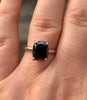 10x8mm Cushion Cut Natural Black Diamond Engagement Ring 14K Rose Gold Wedding Ring Marraige Gemstone Diamond Bridal Ring Solitaire -V1131