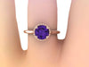 Amethyst Engagement Ring 14k Rose Gold Wedding Ring Round Unique Engagement Jewelry Classic Engagement Ring For Women Brides Gifts -V1161