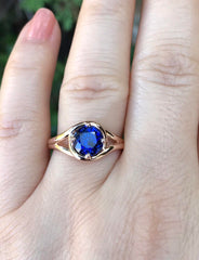 Blue Sapphire Engagement Ring 14K Rose Gold Wedding Ring Etsy Unique Engagement Rings Fine Jewelry Rose Gold Engagment Ring Mothers  - V1095