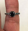 Black Diamond Engagement Ring Weding Ring 14K White Gold Ring with 7mm Round Natural Black Diamond Center Fine Jewelry Anniversary- V1029