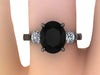 Black Gold Ring Black Diamond Ring Oval Diamond Engagement Forever One Moissanite Side Stones Three-Stone Wedding Bridal Marriage Ring-V1164