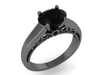 Black Diamond Engagement Ring 14k Black Gold Wedding Ring Oval Diamond Unique Engagement Jewelry Filigree Engagement Ring Marriage  -V1160