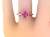Pink Sapphire Engagement Ring 14k Rose Gold Wedding Ring Round Unique Engagement Jewelry Classic Engagement Ring For Women Brides Gift-1161
