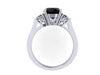 Oval Genuine Black Diamond Engagement Ring With Forever One Moissanite Side Stones 14k White Gold Three-Stone Wedding Bridal Ring - V1164
