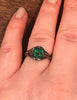 Emerald Engagement Ring in 14K Black Gold Wedding Ring Round Green Emerald Center Gemstone Engagement Mother's Day Gift Bridal Ring-V1095