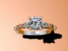 Moissanite Engagement Ring Platinum Engagement Ring with 6.5mm Round Forver One Moissanite Center Bridal Wedding Fine Jewelry Say Yes- V1024