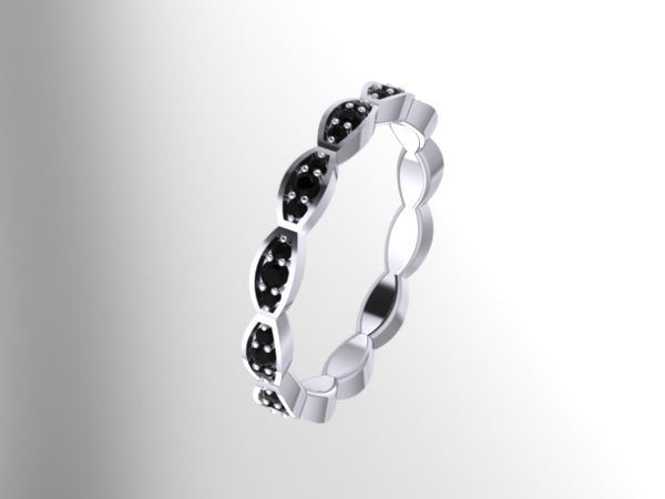 Black Diamond 3/4-Way Band Diamond Ring Matching Band Wedding Band 14K White Gold Band Genuine Diamond Ring Etsy Fine Jewelry Bridal - V1063