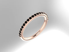 Black Diamond Wedding Band 14K Rose Gold Ring Diamond Matching Band Rose Gold Matching Band Bridal Sets Marraige Ring Mother's Day - V1064