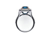 Diamond Double Halo London Blue Topaz Engagement Ring 14K White Gold with 8x6mm Radiant Cut London Blue Topaz Center Original Gems - V1061