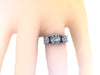 Engagement Ring Genuine Blue Sapphires 14K White Gold Wedding Ring 6.5mm Round F1 Moissanite Center & Two 5mm Side-F1 Moissanites - V1069