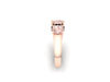 Classic Three-Stone Engagement Ring With Black Diamonds 14K Rose Gold with 6.5mm Round Morganite Center and Two 5mm Side-Morganites - V1069