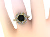 Diamond Halo Engagement Ring Black Diamond Engagement Ring 14K Yellow Gold with 8mm Black Diamond Center Natural Gemstone Bridal Ring- V1076