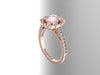Diamond Flower Engagement Ring Morganite Engagement Ring 14K Rose Gold with 6.5mm Morganite Center Flower Gemstone Ring Uniuqe Gifts - V1078