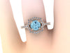 Flower Aquamarine Engagement Ring 14K Rose Gold with 6.5mm Light Blue Aquamarine Center Flower Engagement Ring Gemstone Engagement - V1078