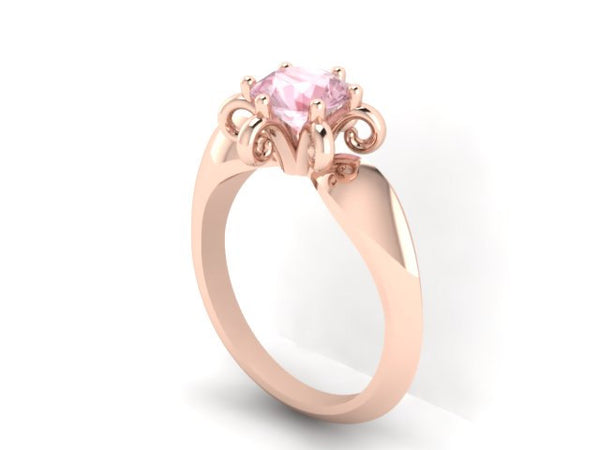 Solitaire Engagement Ring 6.5mm Morganite Engagement Ring 14K Rose Gold Engagement Ring Natural Unique Gemstone Engagements Valentines-V1080