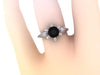 Solitaire Engagement Ring Natural Black Diamond Engagement Ring 14K White Gold with 6.5mm Black Diamond Center Elegant Engagemetn - V1080