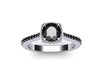 Natural Black Diamond Halo Engagement Ring 14K White Gold Wedding Ring with 6mm Round Black Diamond Center Bridal Jewelry Natural Gems-V1082