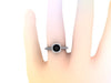 Diamond Halo Engagement Ring Black Diamond Wedding Ring 14K White Gold Engagement Ring with 6mm Round Natural Black Diamond Center - V1082