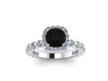 Engagement Ring Black Diamond Engagement Ring 14K White Gold Ring with 6.5mm Round Natural Black Diamond Center Valentien's Gift Etsy- V1085