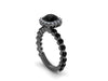 Black Diamond Halo Engagement Ring 14K Black Gold Engagement Ring Valentine's Gift Fine Jewelry Etsy Rings Statement Ring Proposal - V1085