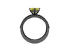 Lemon Quartz Engagement Band Gemstone Ring Natural Black Diamond Ring Fine Jewellery 14K Black Gold Band With Lemon Quartz Center - V1084