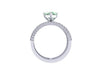 February Birthstone Ring Diamond Ring Diamond Band Heart Green Amethyst Engagement 14K White Gold Band With Light Green Amethyst Ctr - V1084