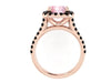 Halo Black Diamond Engagement Ring Morganite Engagement Ring Wedding Ring 14K Rose Gold with 8mm Round Peachy Pink Morganite Center - V1090