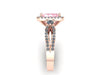 Peachy Pink Morganite Engagement Ring Diamond Halo Emerald Cut Morganite Ring Stone Custom Engagement Ring Gemstone Engagemetn - V1091
