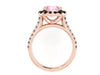 Halo Black Diamond Engagement Ring Morganite Engagement Ring Wedding Ring 14K Rose Gold with 8mm Round Peachy Pink Morganite Ctr - V1090