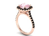 Halo Black Diamond Engagement Ring Morganite Engagement Ring Wedding Ring 14K Rose Gold with 8mm Round Peachy Pink Morganite Center - V1090
