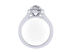 Cushion Cut Engagement Ring Halo Diamond Wedding Ring 14K White Gold Charles & Colvard Forever Brilliant Moissanite Ctr Valentine's- V1092