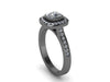Cushion Cut Engagement Ring Halo Diamond Wedding Ring Black Gold Charles & Colvard Forever Brilliant Moissanite Bridal Ring Valentines-V1092