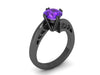 Elegance Collection Amethyst Engagement Ring 14K Black Gold Wedding Ring February Birthstone Mother's Day Gift Unique Etsy Fine Jewel- V1093