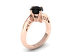 Elegance Collection Engagement Ring in 14K Rose Gold Wedding Ring with 7mm Round Black Moissanite Center Unique Fine Jewelry Gems  - V1093