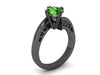 Elegance Collection Engagement Ring 14K Black Gold Wedding Ring with 7mm Round Emerald Center Mother's Day Gift Unique Engagement - V1093