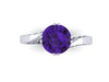 February Birthstone Ring Elegance Collection Engagement Ring in 14K White Gold Wedding Ring with 7mm Round Amethyst Center  Gemstones- V1093